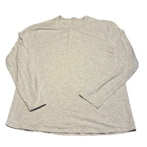 Lululemon Mens Grey Henley Long Sleeve Shirt Athletic Casual Large